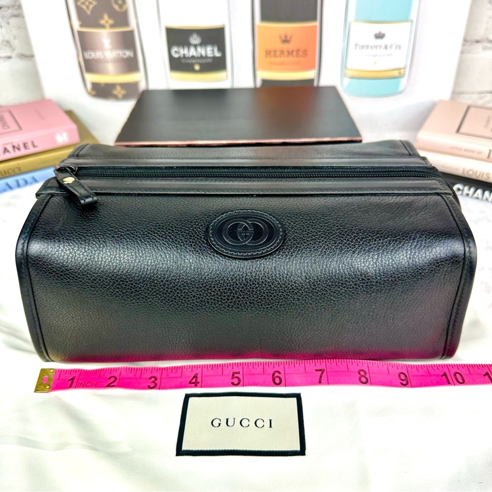 GUCCI Black Leather Toiletry Cosmetic Case Pouch for Man or Woman - Picture 13 of 16
